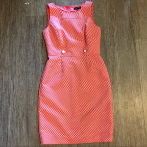 Orange and white dot sheath dress